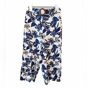 Sigrid Olsen Pants Linen Blend Wide Leg Floral Sumer Spring Wear Women’s 6